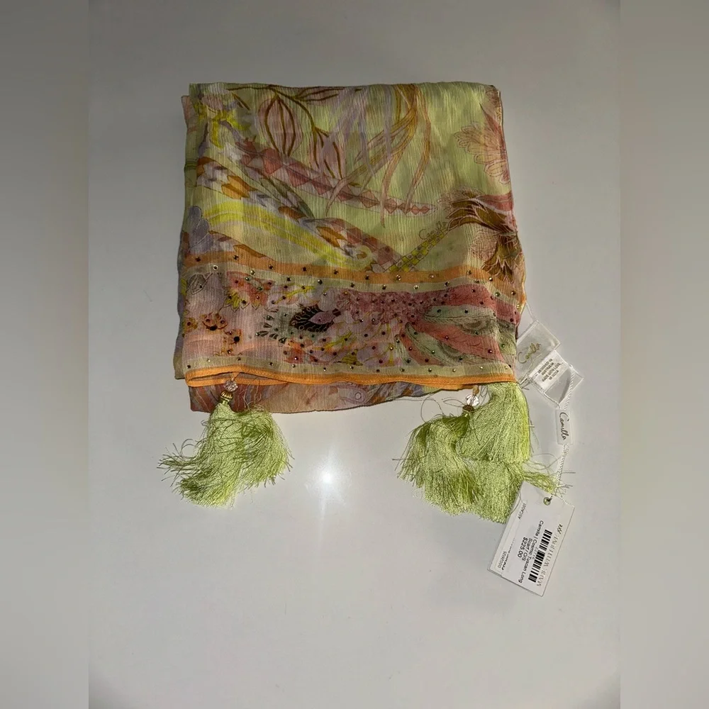 Camilla “Cosmic Tuscan” floral pastel boho hippie scarf shawl top belt headwrsp